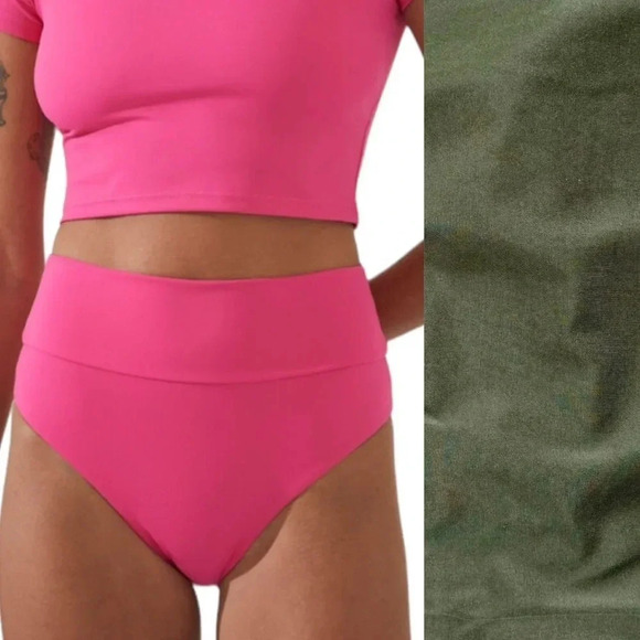 NWT Cotton On High Waisted Cheeky Bikini Smoothing Bottom Khaki Shimmer Size XS - Picture 1 of 10